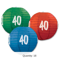 18 Pack Bulk 40th Birthday Party Paper Lanterns