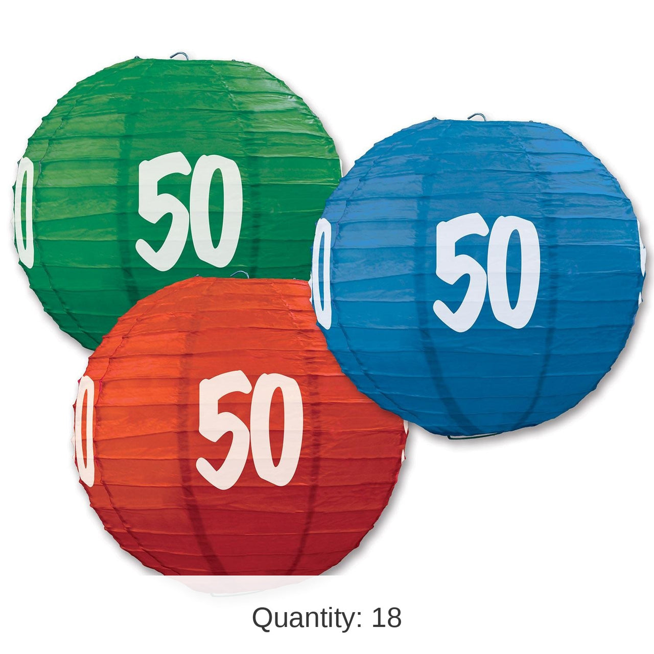 18 Pack Bulk 50th Birthday Party Paper Lanterns