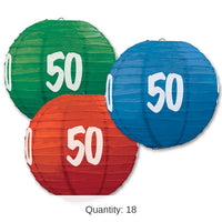 18 Pack Bulk 50th Birthday Party Paper Lanterns