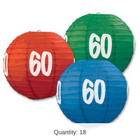 18 Pack Bulk 60th Birthday Party Paper Lanterns