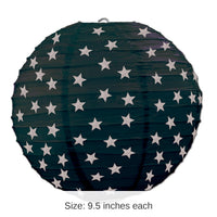 18 Pack Bulk Star Paper Party Lanterns - black/silver