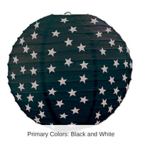18 Pack Bulk Star Paper Party Lanterns - black/silver