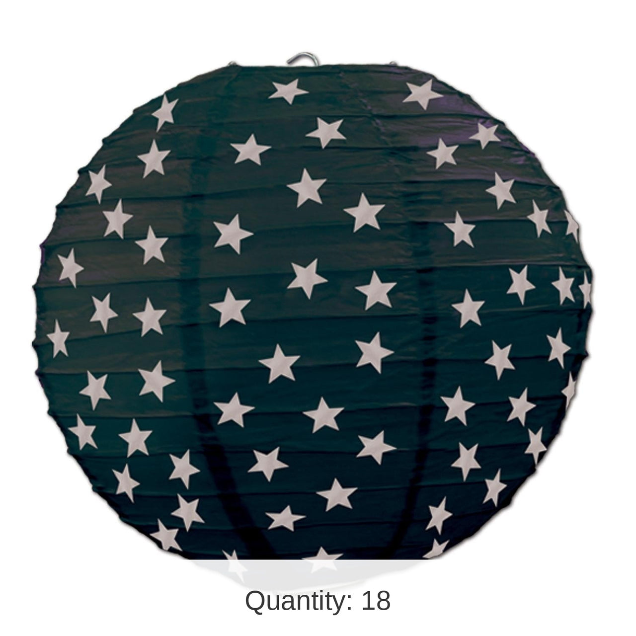 18 Pack Bulk Star Paper Party Lanterns - black/silver