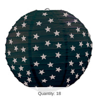 18 Pack Bulk Star Paper Party Lanterns - black/silver