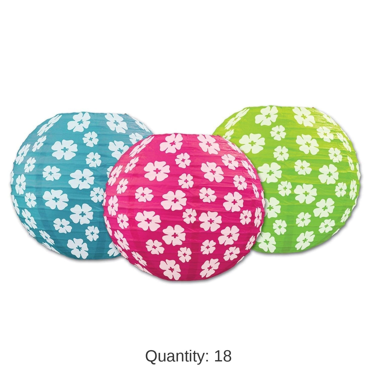 18 Pack Bulk Luau Party Hibiscus Paper Lanterns