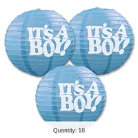 18 Pack Bulk It's A Boy! Paper Lanterns