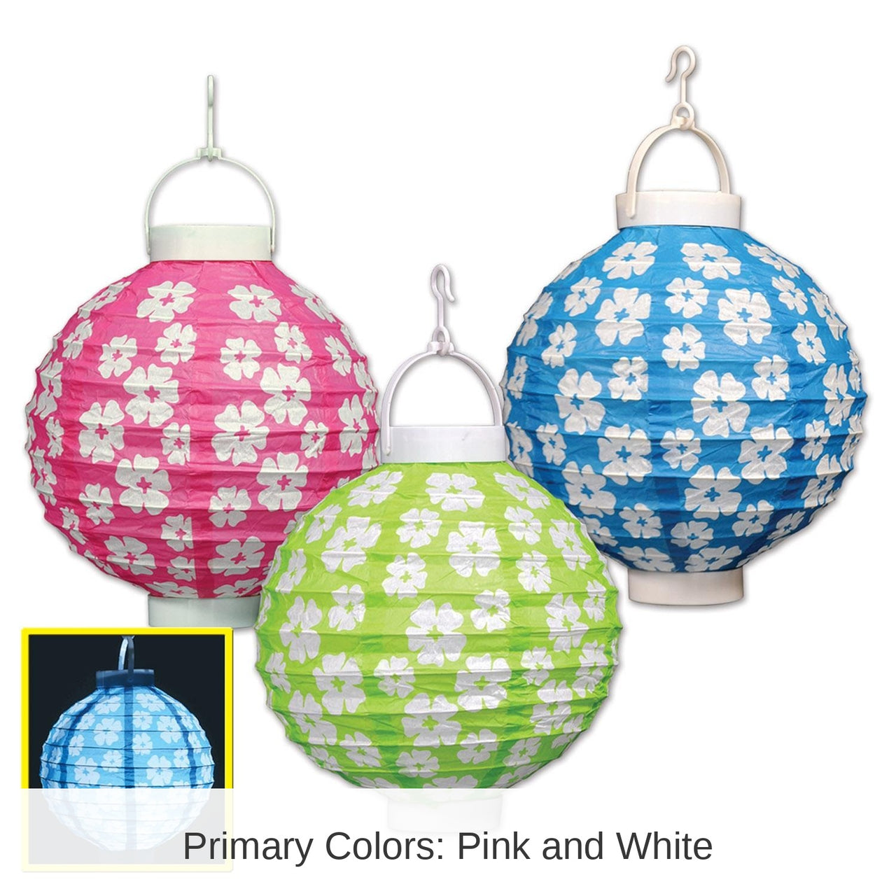 18 Pack Bulk Luau Party Light-Up Hibiscus Paper Lanterns