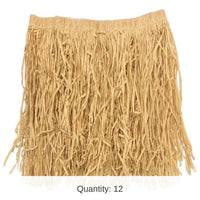 12 Pack Bulk Adult Mini Hula Skirt - natural