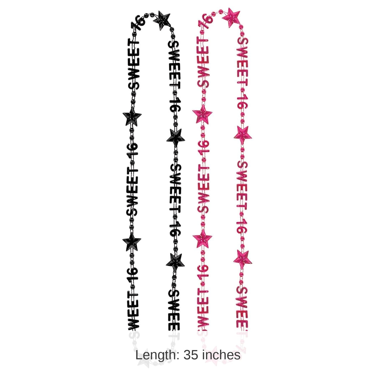 24 Pack Bulk Sweet 16 Birthday Party Bead Necklaces