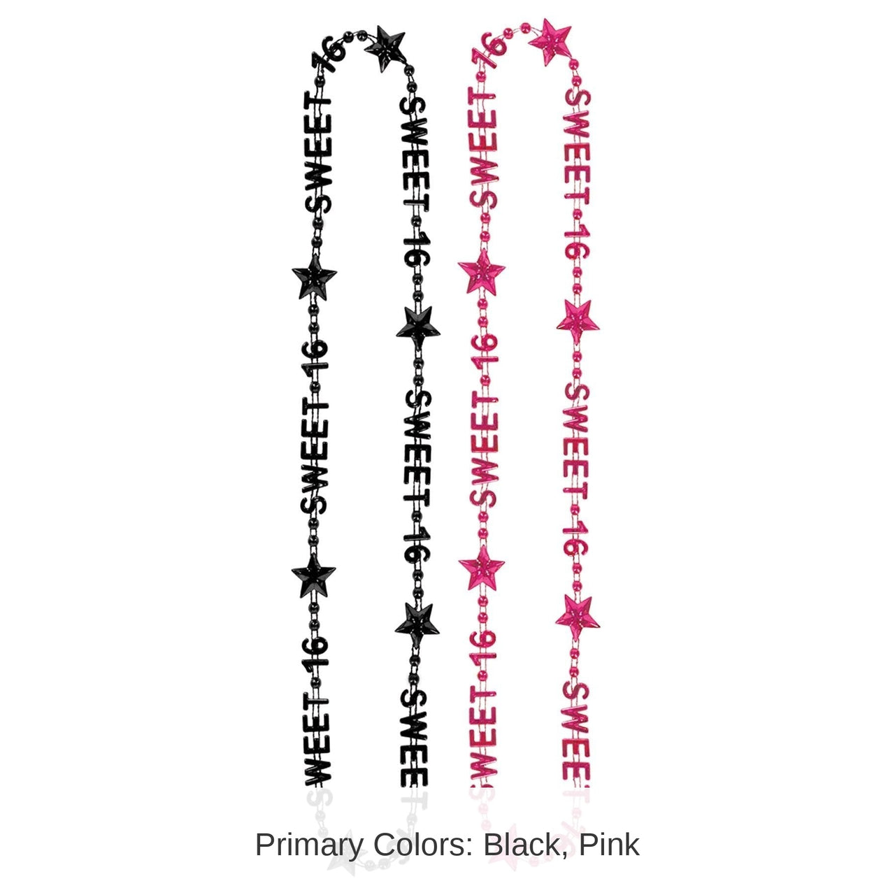 24 Pack Bulk Sweet 16 Birthday Party Bead Necklaces