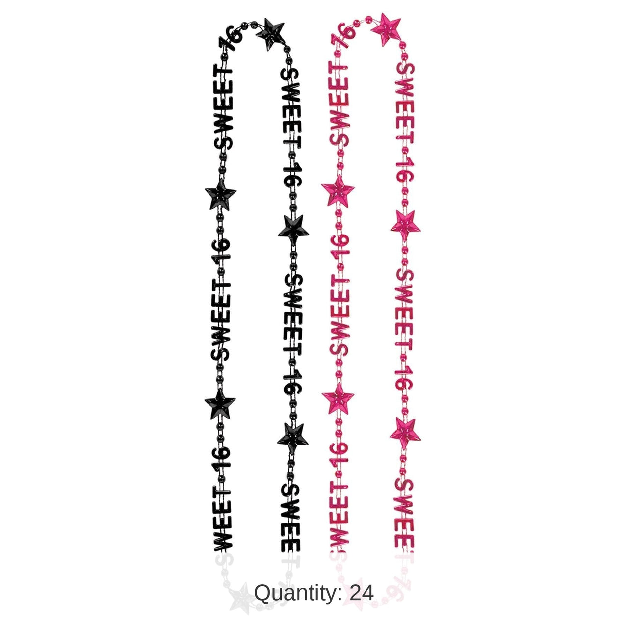 24 Pack Bulk Sweet 16 Birthday Party Bead Necklaces