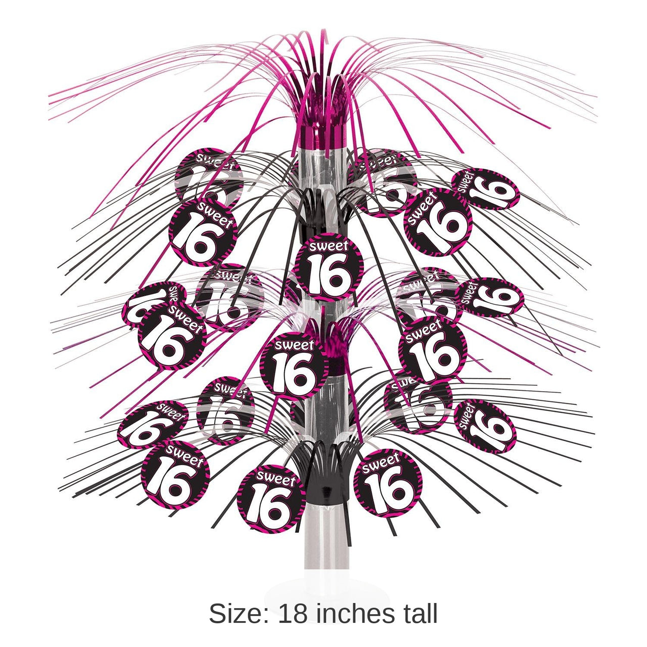 6 Pack Bulk Sweet 16 Birthday Party Cascade Centerpiece- Pink and Black