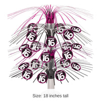 6 Pack Bulk Sweet 16 Birthday Party Cascade Centerpiece- Pink and Black