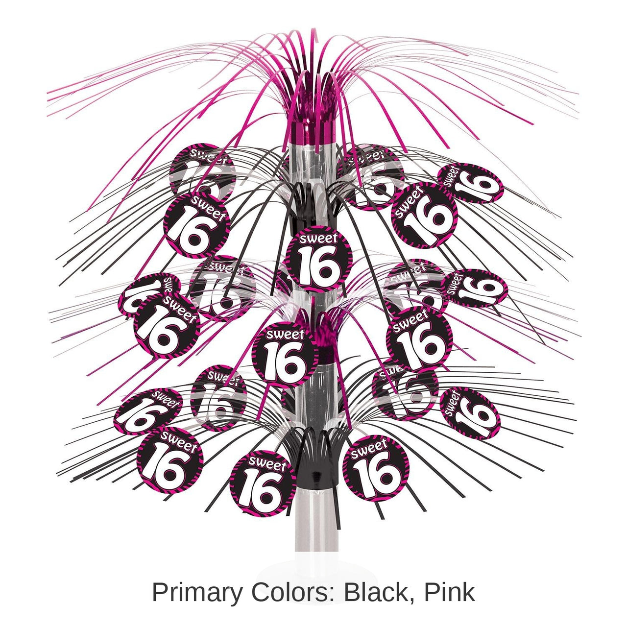 6 Pack Bulk Sweet 16 Birthday Party Cascade Centerpiece- Pink and Black