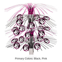 6 Pack Bulk Sweet 16 Birthday Party Cascade Centerpiece- Pink and Black