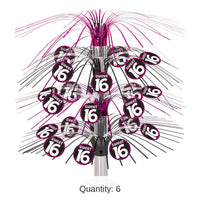 6 Pack Bulk Sweet 16 Birthday Party Cascade Centerpiece- Pink and Black