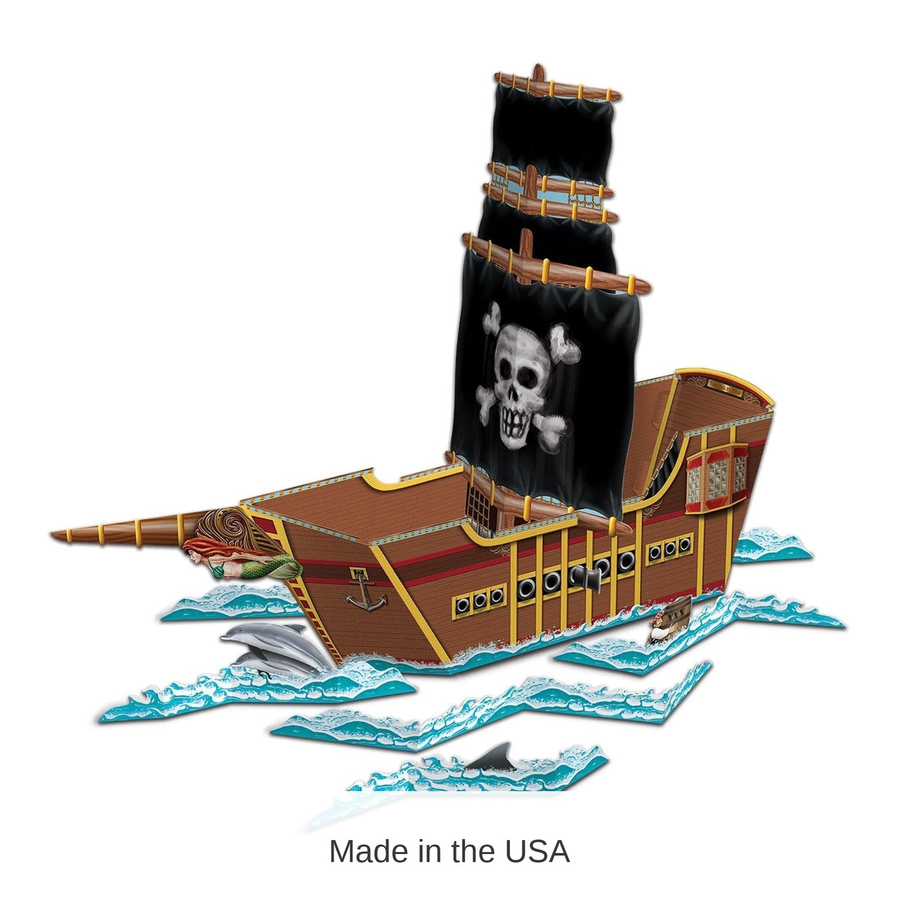 12 Pack Bulk 3-D Pirate Ship Party Centerpiece