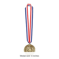 12 Pack Bulk Gold Medal with Ribbon (4 Inch)