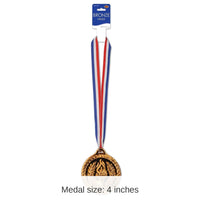 12 Pack Bulk Bronze Medal with Ribbon (4 Inch Medal)