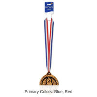 12 Pack Bulk Bronze Medal with Ribbon (4 Inch Medal)