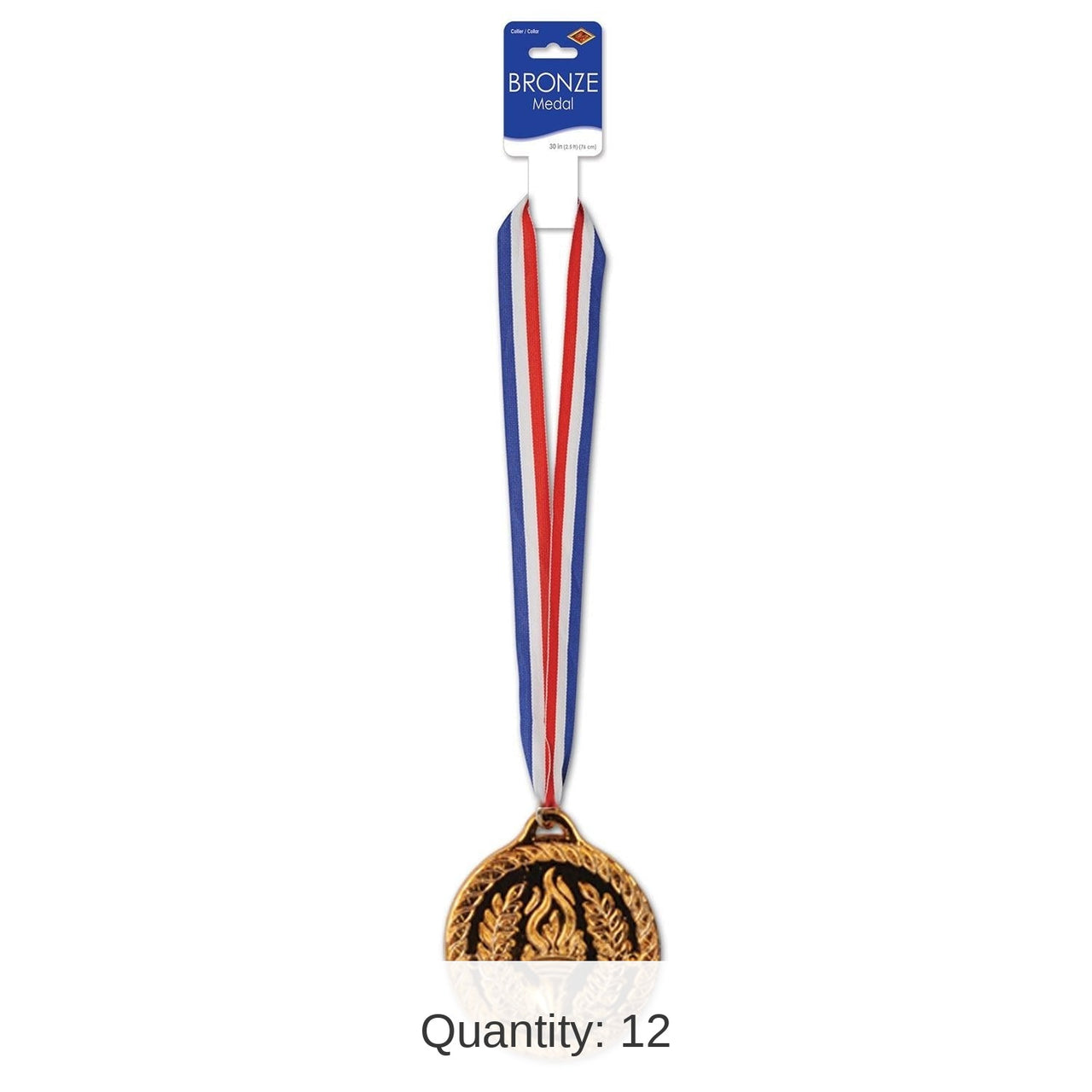 12 Pack Bulk Bronze Medal with Ribbon (4 Inch Medal)
