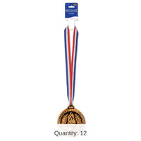 12 Pack Bulk Bronze Medal with Ribbon (4 Inch Medal)
