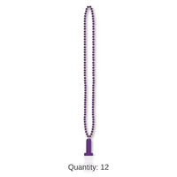 12 Pack Bulk Bead Necklace with Bottle Opener - purple