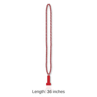 12 Pack Bulk Bead Necklace with Bottle Opener - red