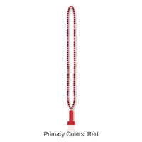 12 Pack Bulk Bead Necklace with Bottle Opener - red