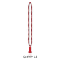 12 Pack Bulk Bead Necklace with Bottle Opener - red
