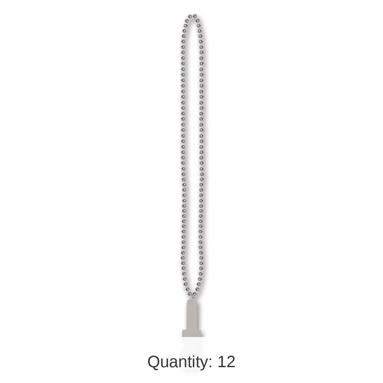 12 Pack Bulk Bead Necklace with Bottle Opener - silver