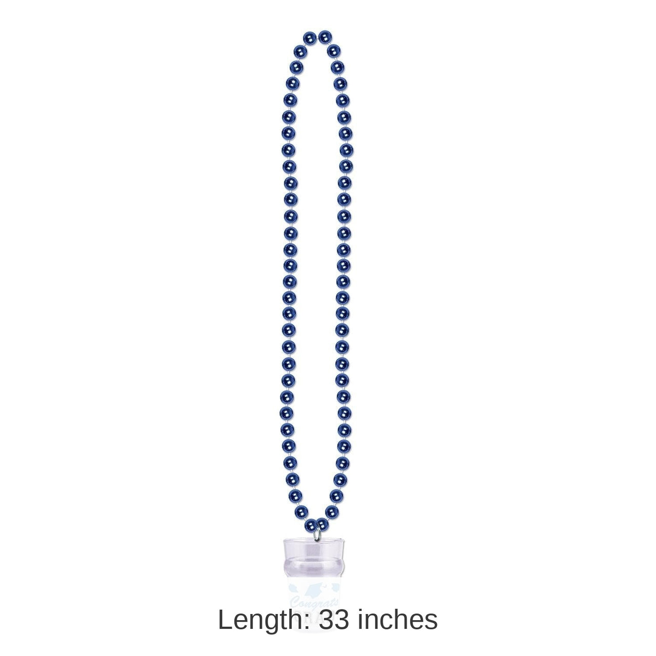 12 Pack Bulk Bead Necklace with Grad Graduation Party Glass - blue