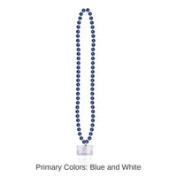 12 Pack Bulk Bead Necklace with Grad Graduation Party Glass - blue