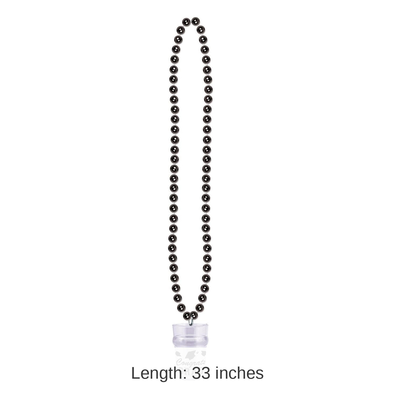 12 Pack Bulk Graduation Party Bead Necklaces with Grad Glass - black
