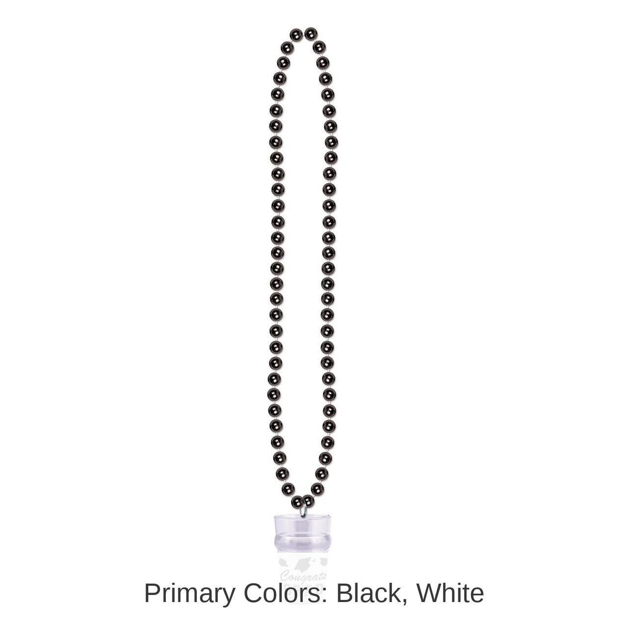 12 Pack Bulk Graduation Party Bead Necklaces with Grad Glass - black