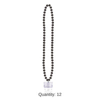 12 Pack Bulk Graduation Party Bead Necklaces with Grad Glass - black