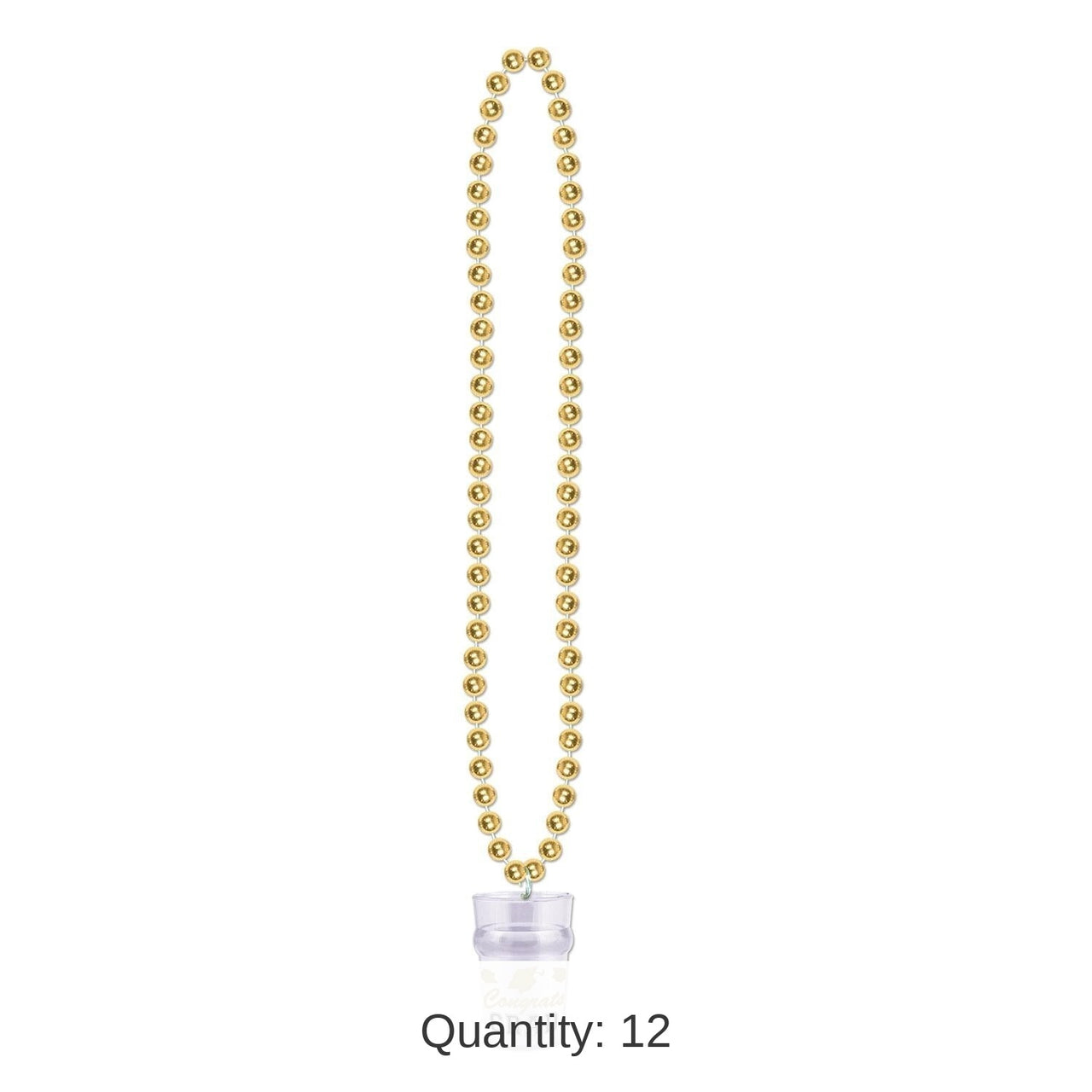 12 Pack Bulk Bead Necklace with Grad Graduation Party Glass - gold