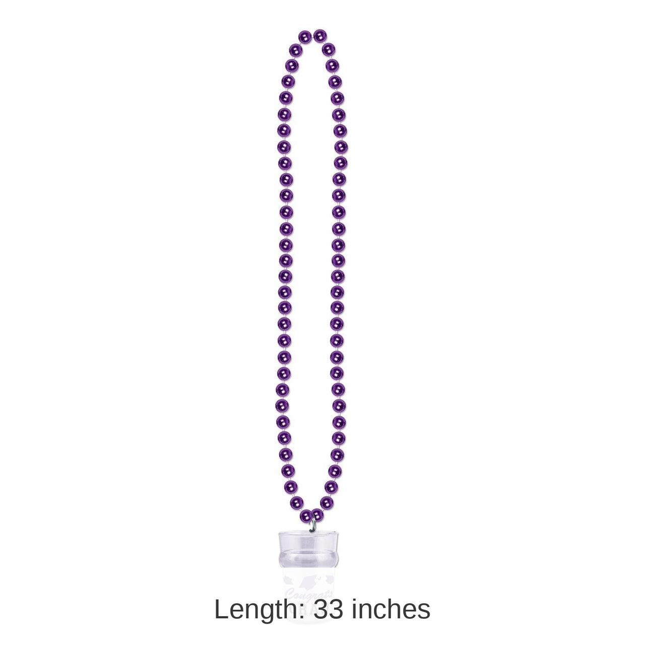 12 Pack Bulk Bead Necklace with Grad Graduation Party Glass - purple