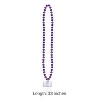 12 Pack Bulk Bead Necklace with Grad Graduation Party Glass - purple