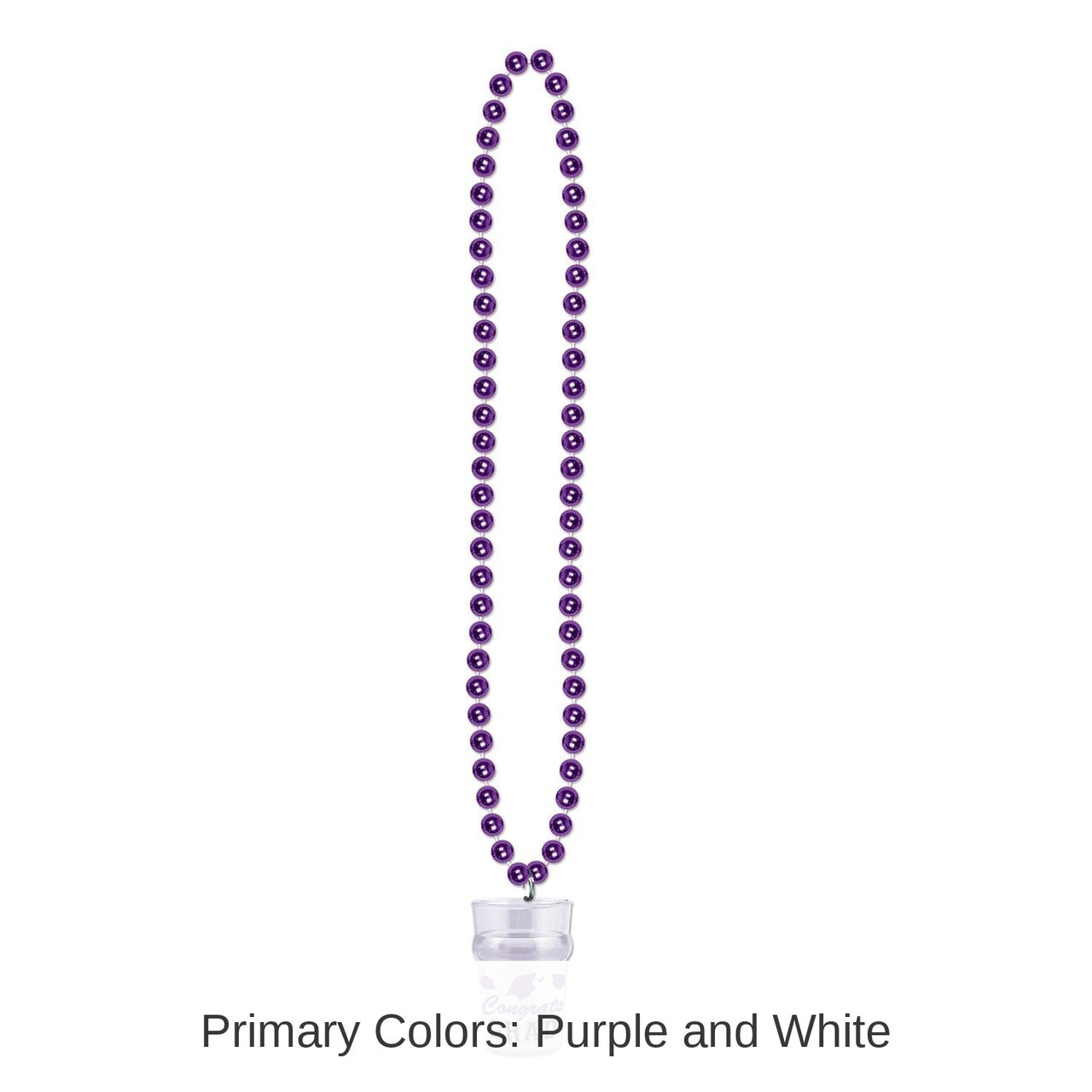 12 Pack Bulk Bead Necklace with Grad Graduation Party Glass - purple