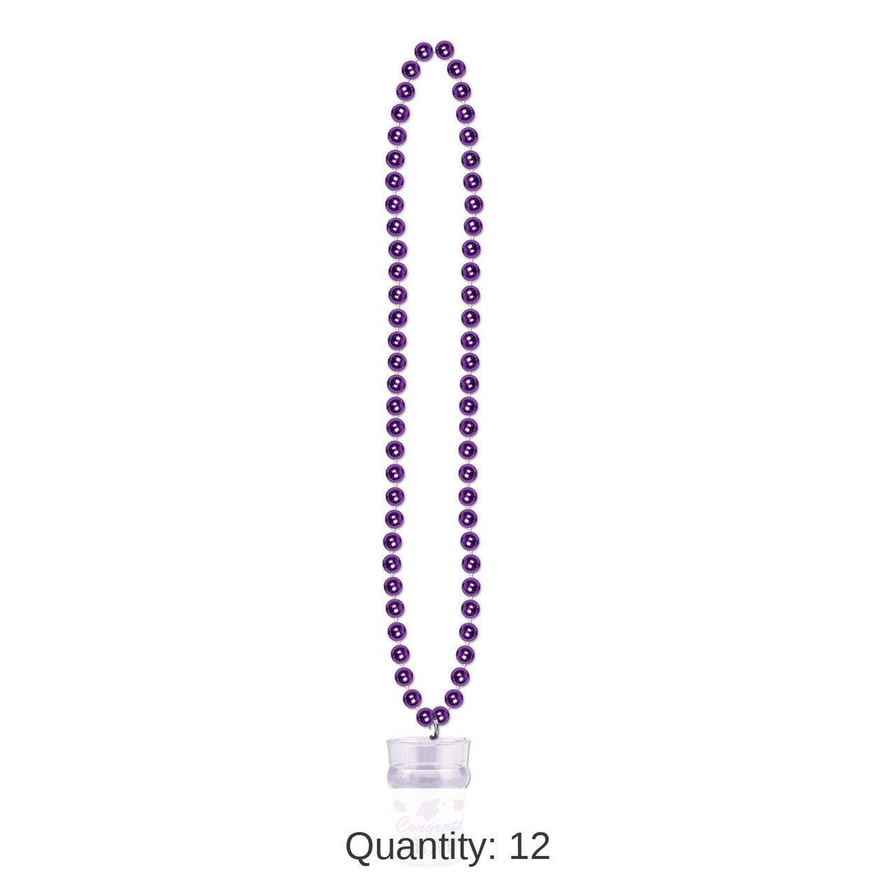 12 Pack Bulk Bead Necklace with Grad Graduation Party Glass - purple