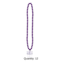 12 Pack Bulk Bead Necklace with Grad Graduation Party Glass - purple