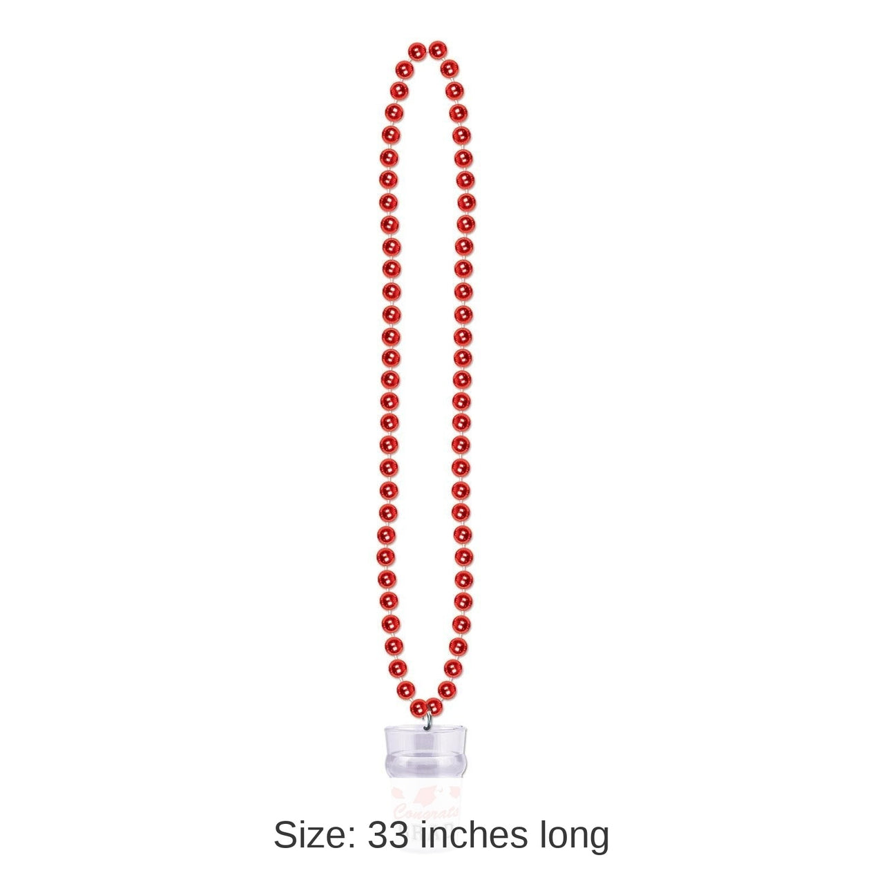 12 Pack Bulk Graduation Party Bead Necklaces with Grad Glass - red