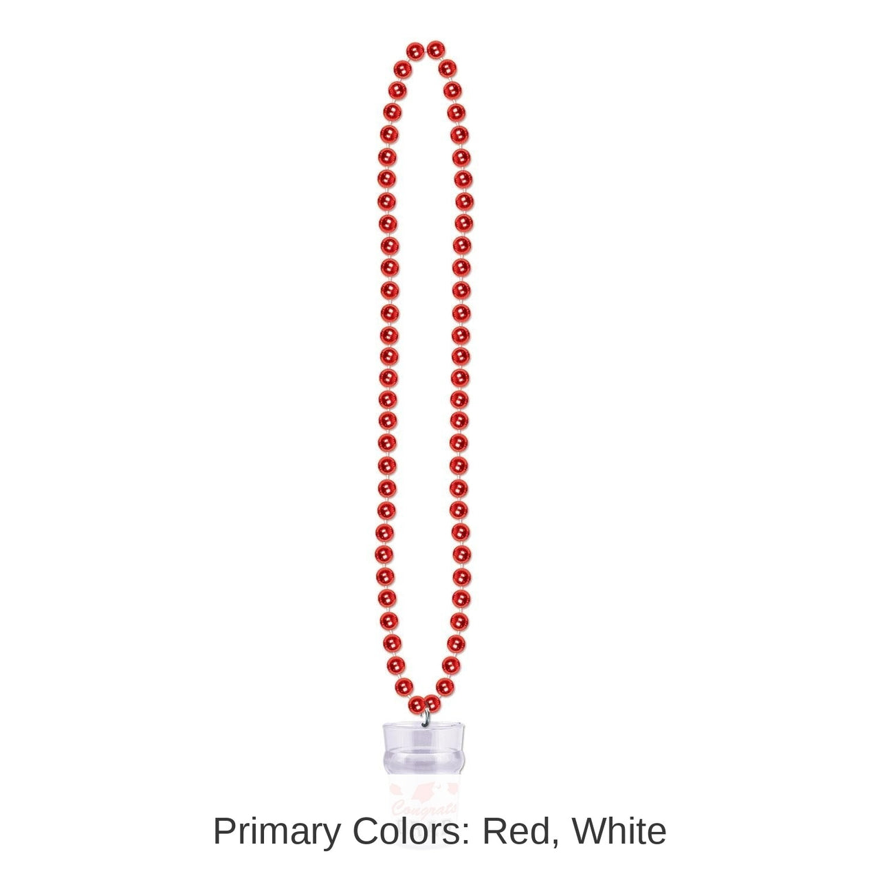 12 Pack Bulk Graduation Party Bead Necklaces with Grad Glass - red