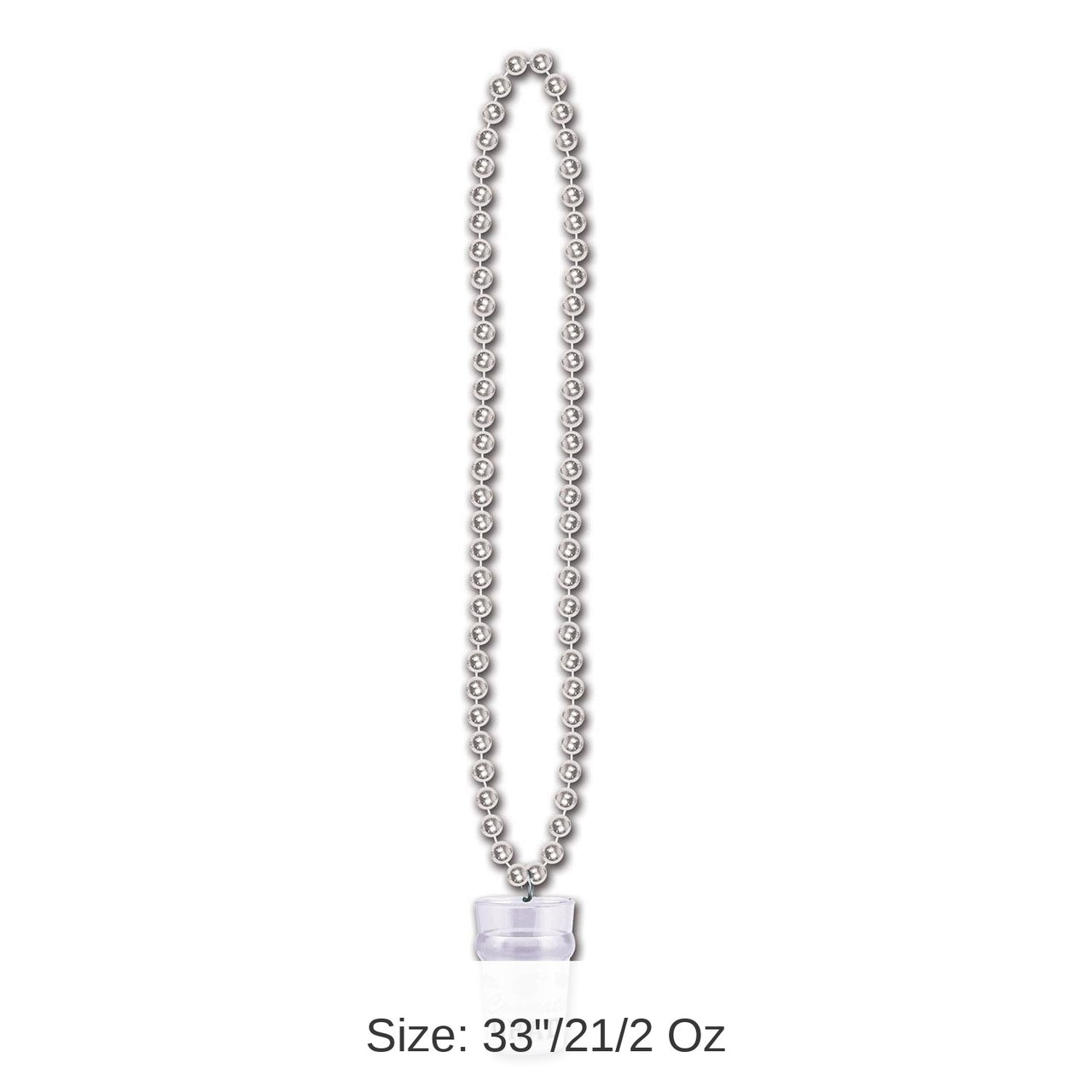 12 Pack Bulk Graduation Party Bead Necklaces with Grad Glass - silver
