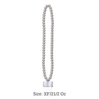 12 Pack Bulk Graduation Party Bead Necklaces with Grad Glass - silver