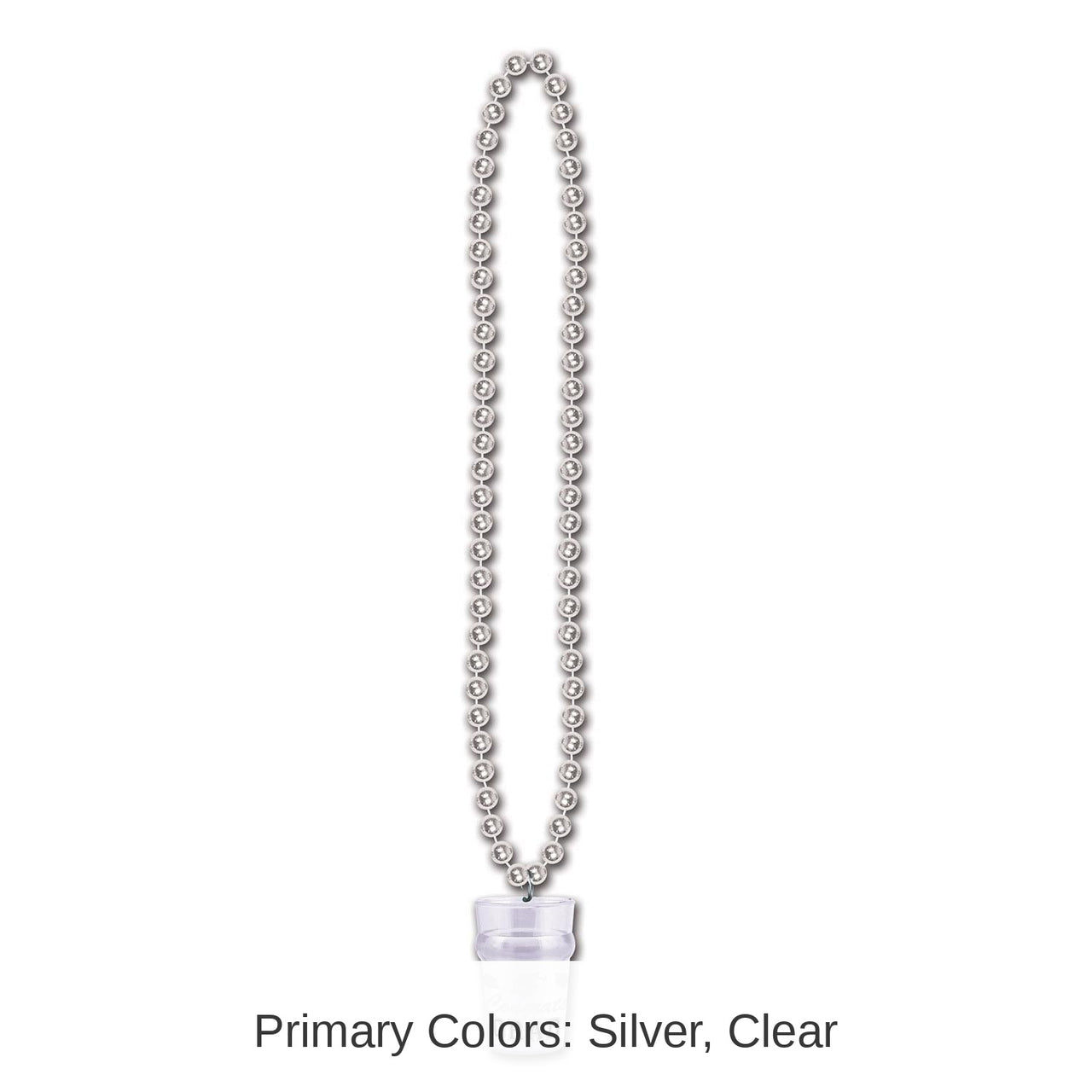 12 Pack Bulk Graduation Party Bead Necklaces with Grad Glass - silver