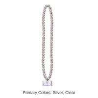 12 Pack Bulk Graduation Party Bead Necklaces with Grad Glass - silver