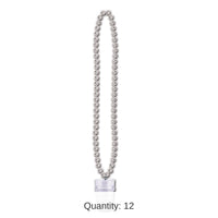 12 Pack Bulk Graduation Party Bead Necklaces with Grad Glass - silver