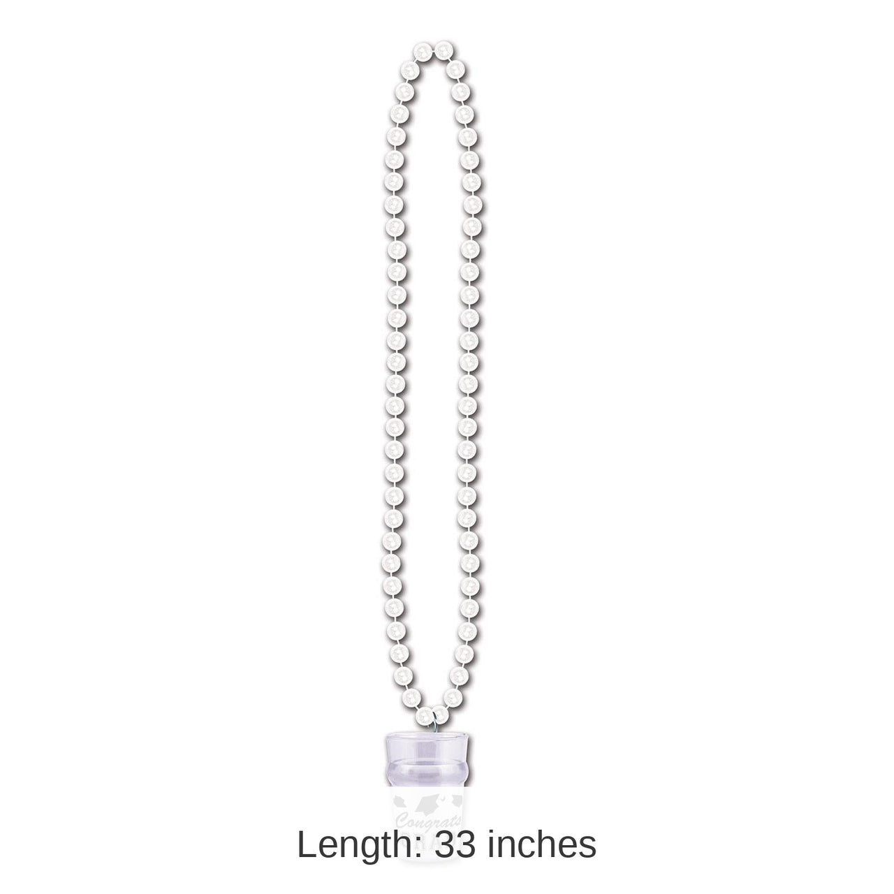 12 Pack Bulk Graduation Party Bead Necklaces with Grad Glass - White